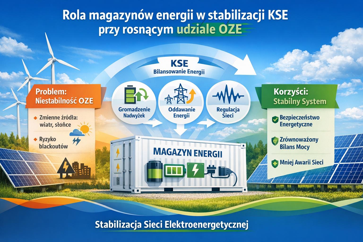 Jak magazyny energii stabilizują sieć elektroenergetyczną i ratują KSE?